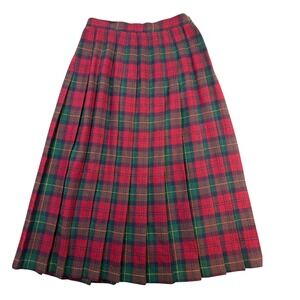 KORET Plaid Pleated Midi Skirt Red Green Yellow Women's Size M